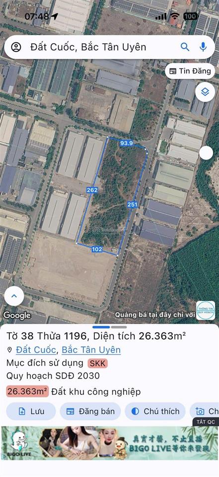 Bán đất trong khu công nghiệp đất cuốc tân uyên