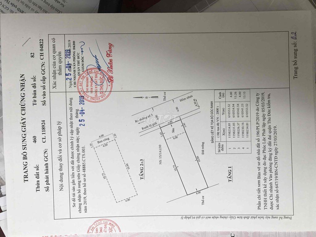 Nhà 1 trệt 2 lầu, sân thượng 4x13 cách ga metro Bình Thái 500m