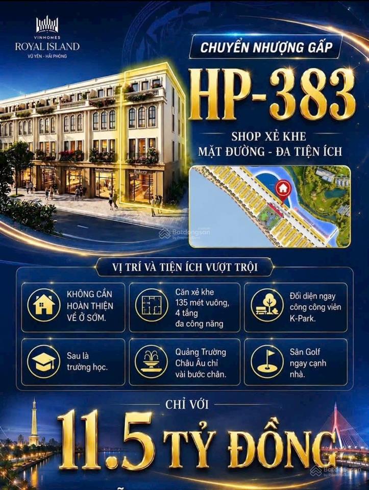 Bán shophouse vũ yên, đường hạnh phúc 41m, 135m2 xẻ khe, giá 85tr/m2, nhỉnh 11 tỷ