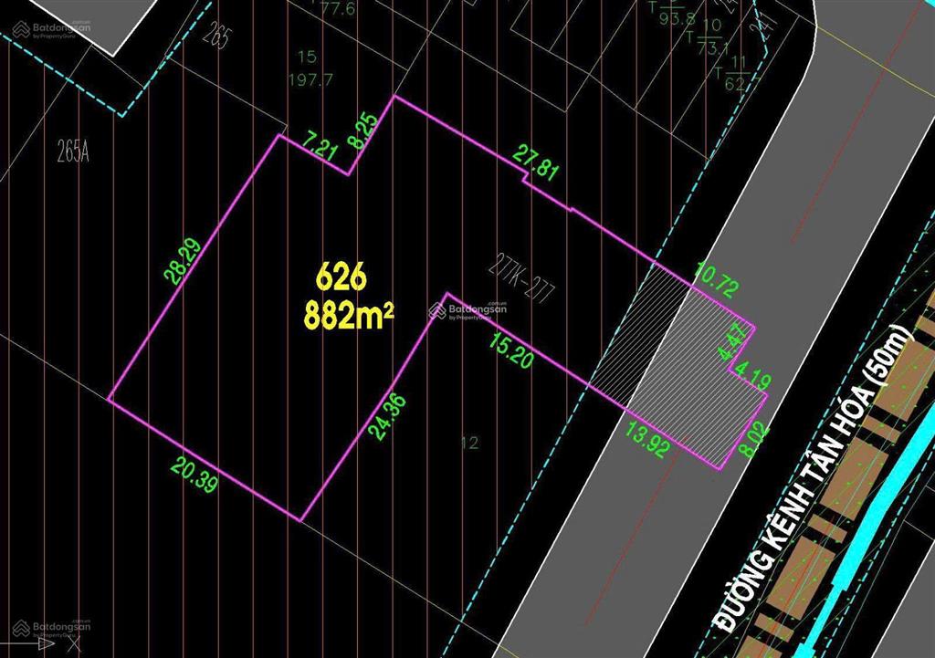 882m2 đất giá chỉ 83tr/m2 nhà mt đường kênh tân hóa, sẵn hđt 120tr/tháng.