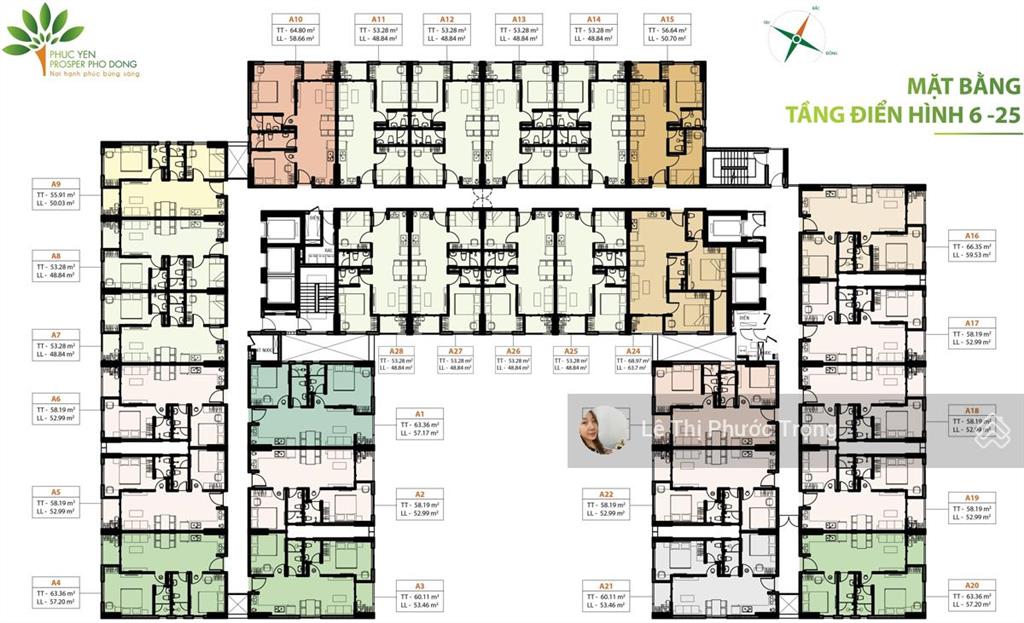 Bán căn a5 tầng 11 dt 55m² 2pn 2wc giá bán 2,8 tỷ,  0938 609 *** (thông thủy 49,26m)