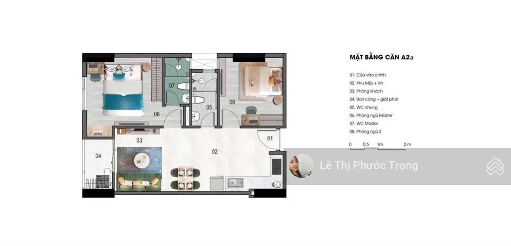 Bán căn a5 tầng 11 dt 55m² 2pn 2wc giá bán 2,8 tỷ,  0938 609 *** (thông thủy 49,26m)
