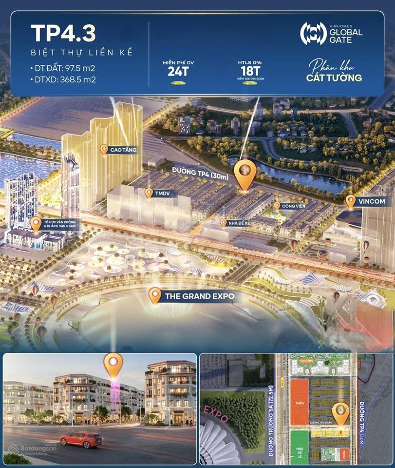 Cần bán shophouse tp4.3 mặt tiền 6,5m trục kinh doanh đắc địa vinhomes global gate cổ loa giá 36tỷ