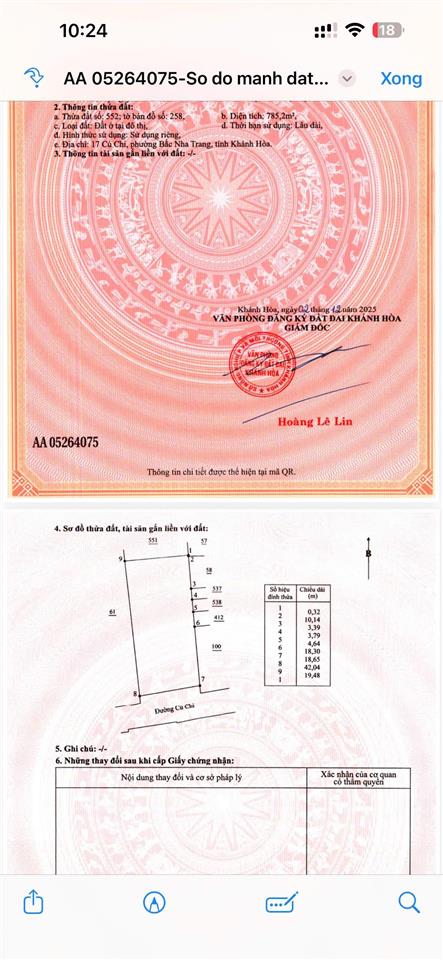 Bán đất mặt tiền củ chi, nha trang cách biển chỉ 300m giá chỉ 81 tr/m2, dt 1126m2 ngang 19m
