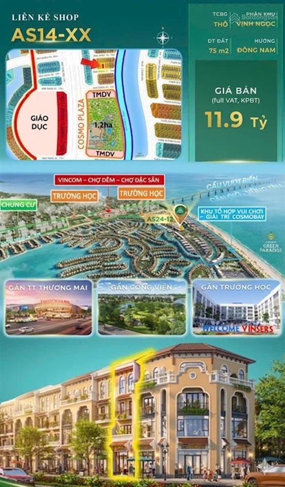 As141x | liền kề shop giá tốt nhất khu cosmo bay chỉ 11,9 tỷ