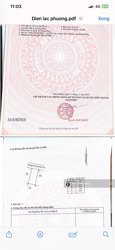 Bán gấp lô đất dân giá rẻ diên lạc diên khánh