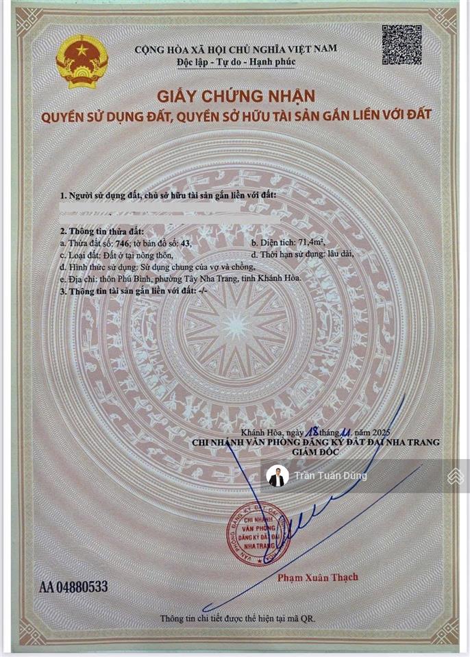 Bán gấp lô đất giá rẻ tại phường tay nha trang