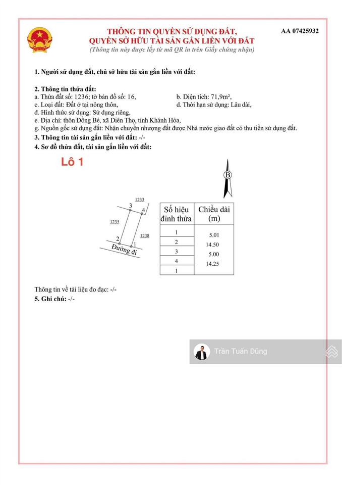 Bán gấp lô diên thọ giá cực sốc