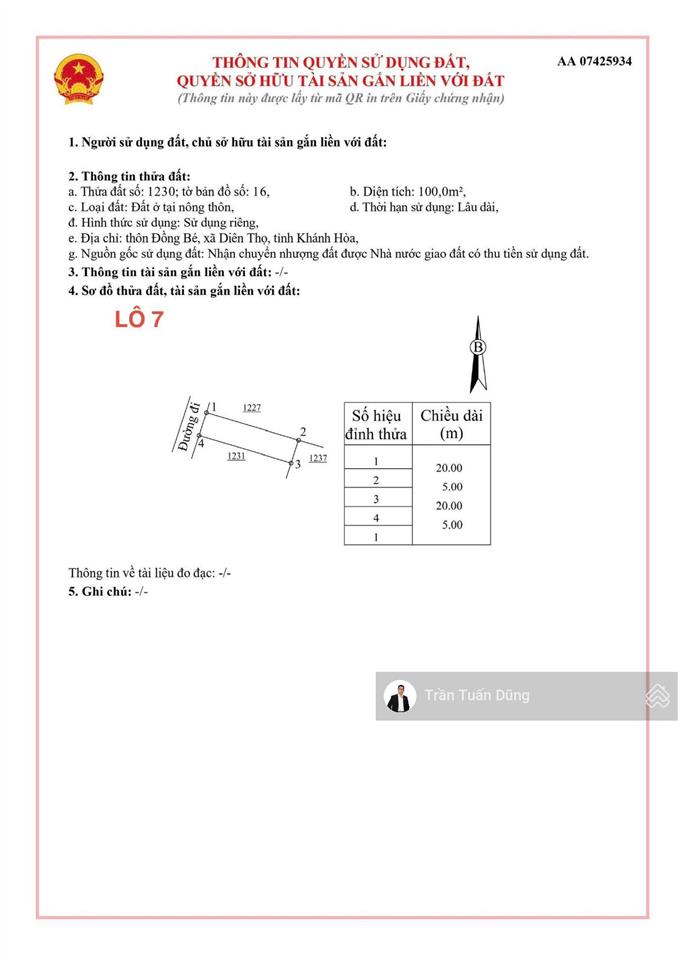 Bán gấp lô diên thọ giá cực sốc