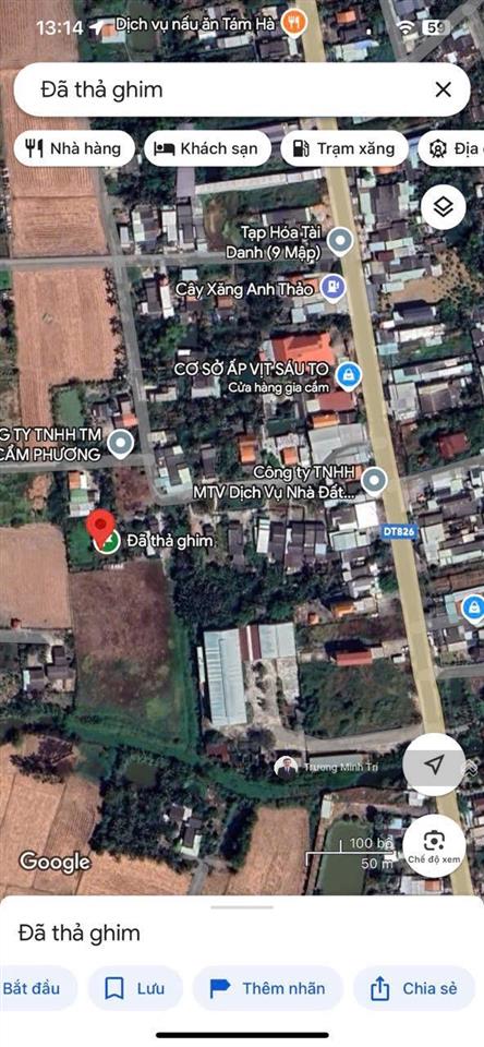 Đất lúa 1000m2 hẻm xe hơi, cách đt826 chỉ 200m  giá tốt