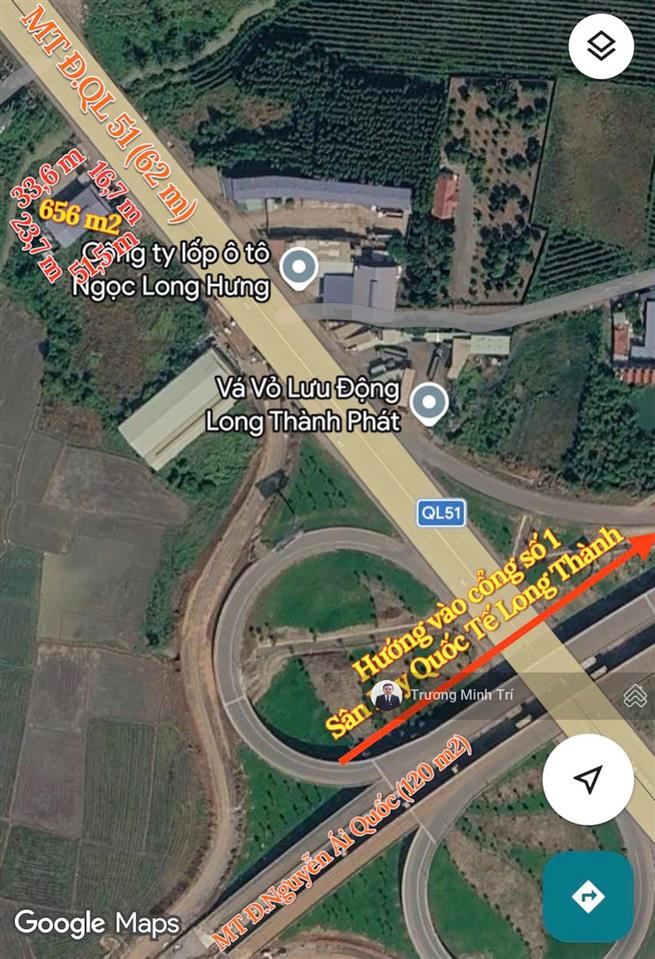 Đất mặt tiền ql51 long thành cách đường vào sân bay long thành chỉ 350m sẵn thổ cư sẵn
