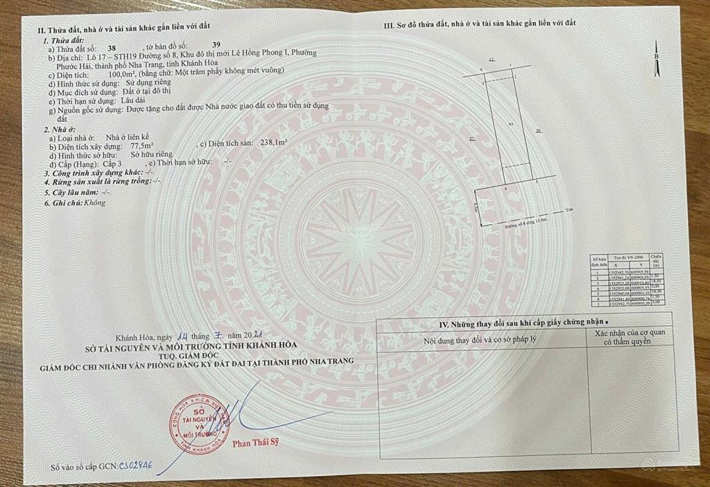 Giảm 1 tỷ chỉ còn 10,8 tỷ sở hữu căn nhà 3 tầng hướng đông nam có sổ hồng kđt hà quang i