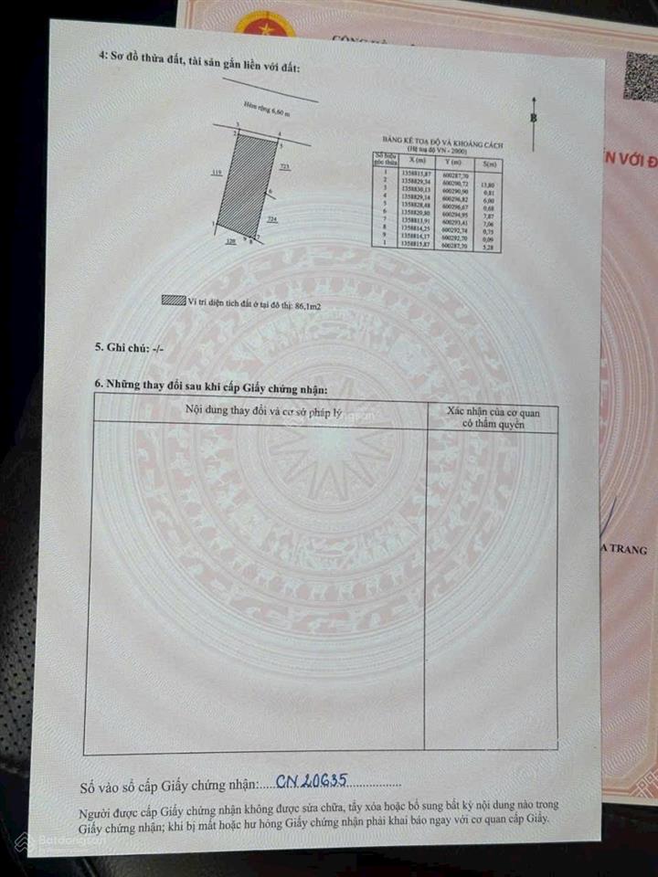 Bán đất đường trạm điện, vĩnh ngọc, nha trang. dt 90,6m2. ngang 6m. sổ hồng. hướng bắc. giá 2,75tỷ