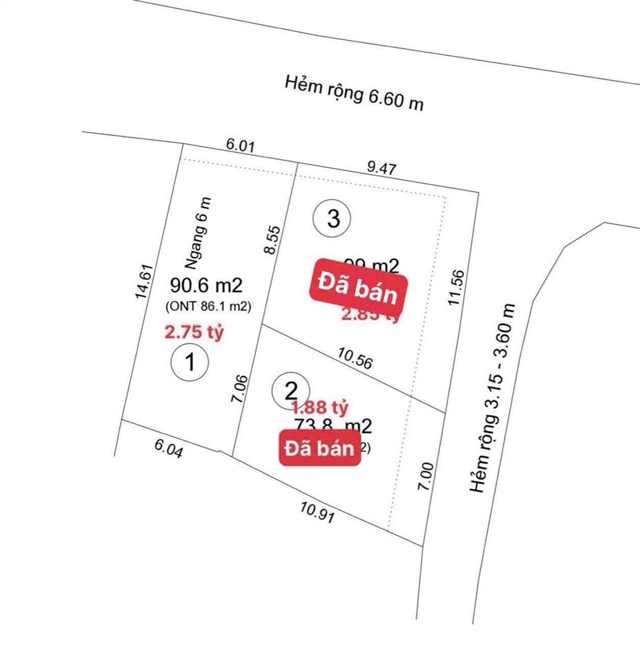 Bán đất đường trạm điện, vĩnh ngọc, nha trang. dt 90,6m2. ngang 6m. sổ hồng. hướng bắc. giá 2,75tỷ