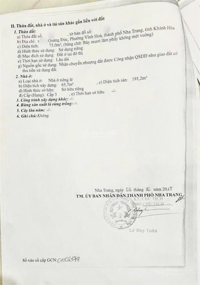 Bán nhà 3 tầng đường quảng đức, p. bắc nha trang, dt75m2. hướng đông. gần biển. giá8,5 tỷ.