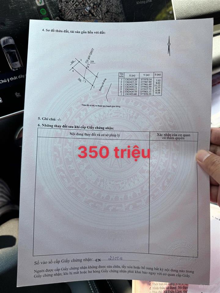 Bán đất diên khánh trục đường nhựa quy hoạch 24m tiện kinh doanh dt 120m2 chỉ 350 triệu full thổ