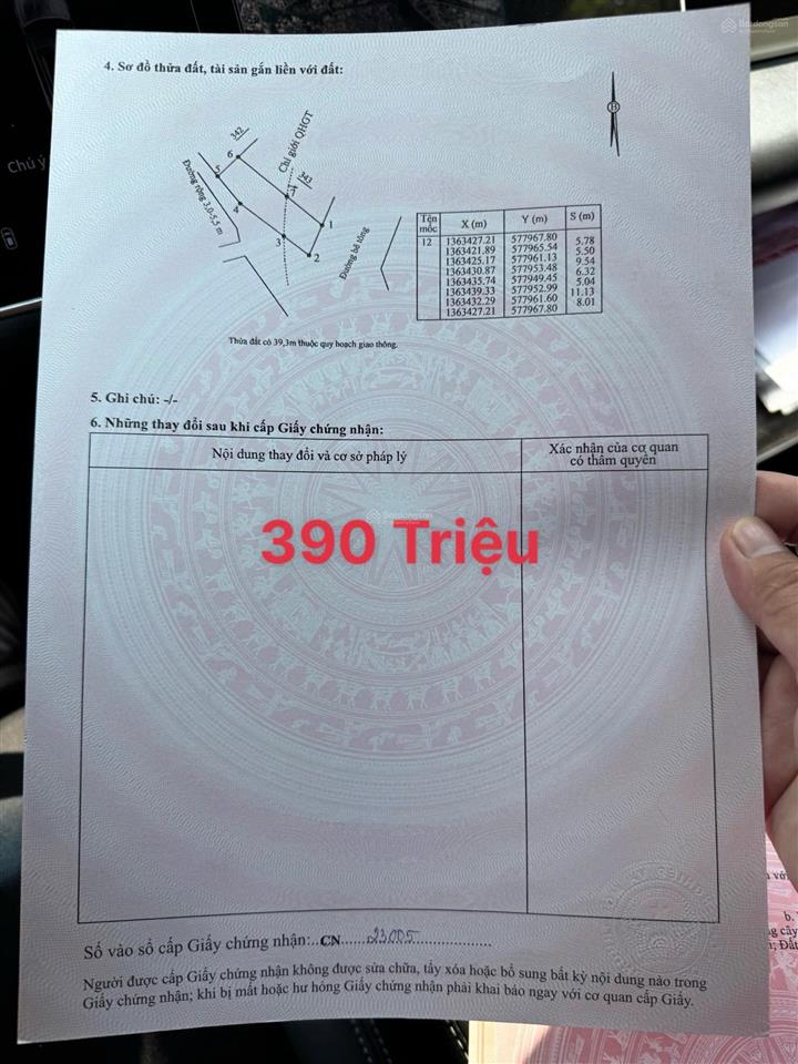 Bán đất diên khánh trục đường nhựa quy hoạch 24m tiện kinh doanh dt 120m2 chỉ 350 triệu full thổ