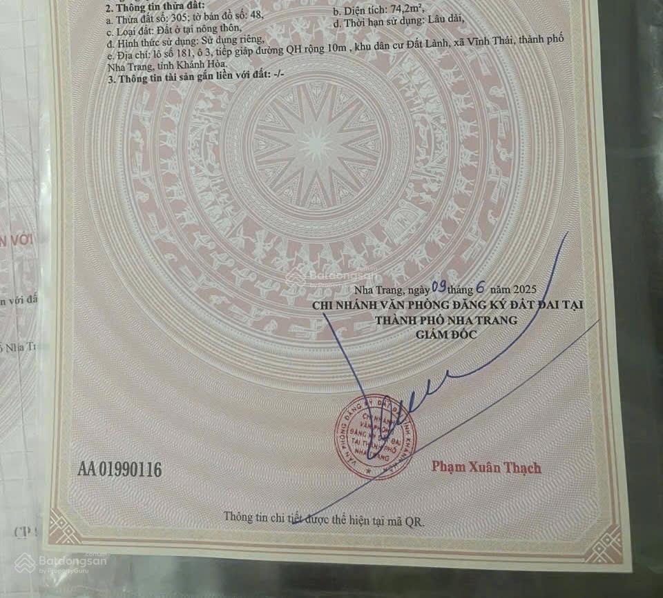 Chủ cần bán lô đất khu tđc đất lành,đường 10m giá 3.4ty bao sang tên dt 74,2m2 ngang 4m64