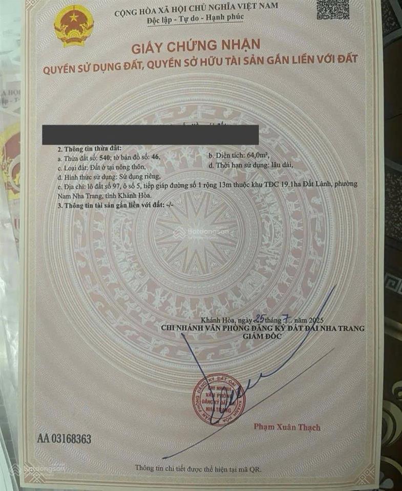 Chủ cần bán lô đất tđc đất lành đường 13m giá 2.8tỷ dt64m ngang 4m giá tốt nhất thị trường lô sạch