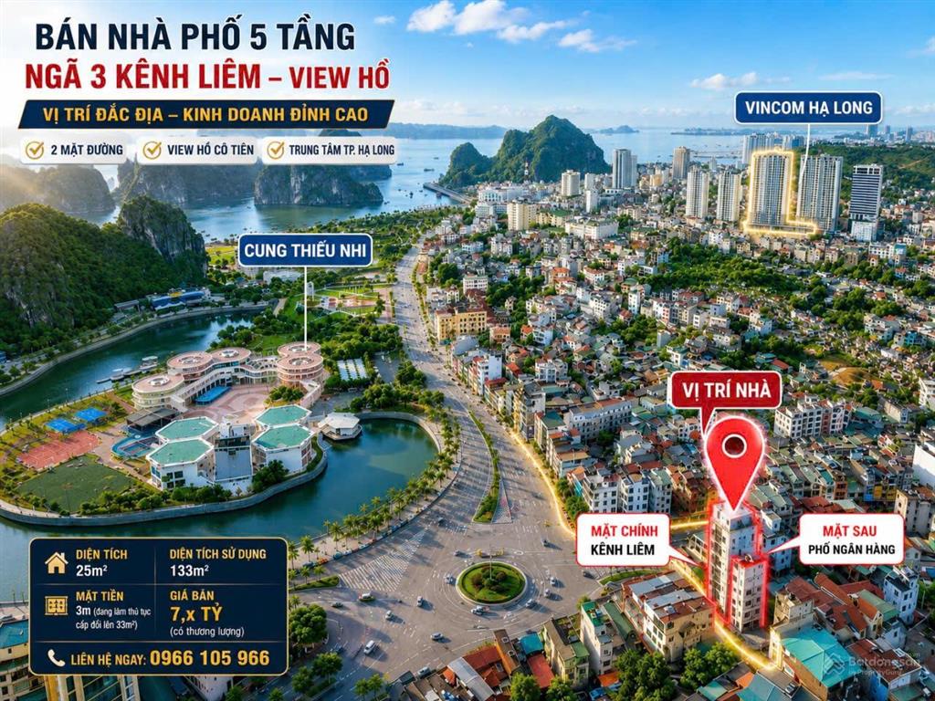 Bán nhà phố 5 tầng ngã 3 kênh liêm view hồ cổ tiên, vị trí kim cương hạ long