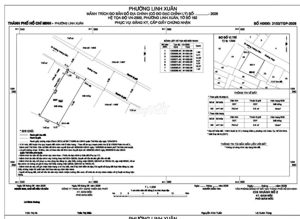Chính chủ bán đất DT: 80m2 kê bên trường Cấp 1 gần chợ Linh Xuân TPHCM