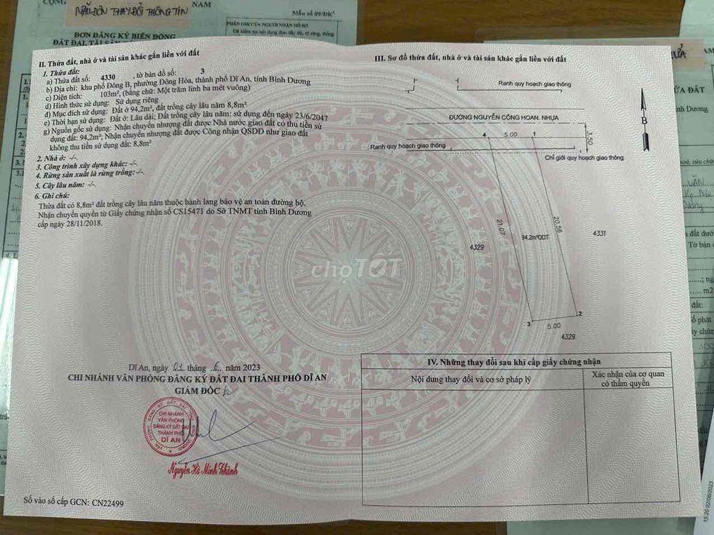 Bán gấp đất mặt tiền tặng kho ngay trường học các cấp Đông Hoà TPHCM
