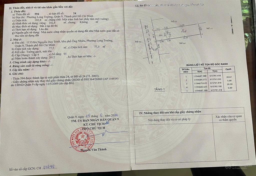Bán nhà 1 sẹc 50m ra nguyễn duy trinh, p. long trường, quận 9 cũ