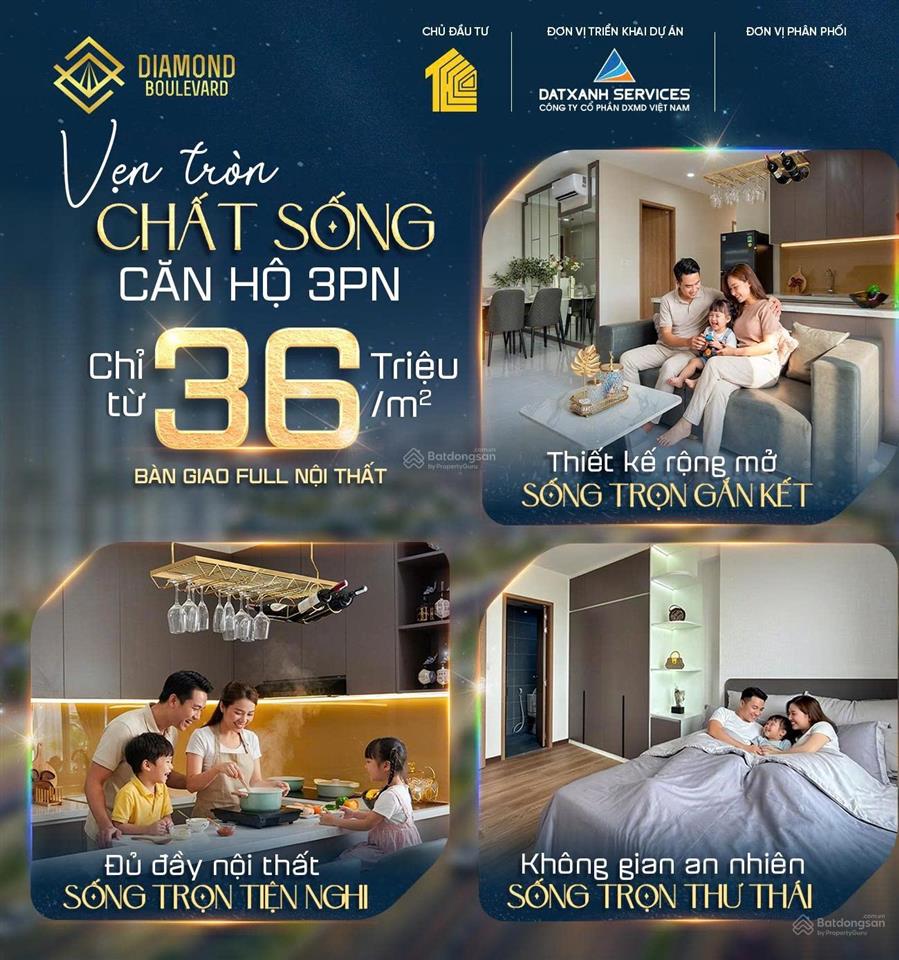 Hiếm  căn hộ diamond boulevard mặt tiền ql13 giá tốt nhất khu vực 36tr/m2  bàn giao full nội thất