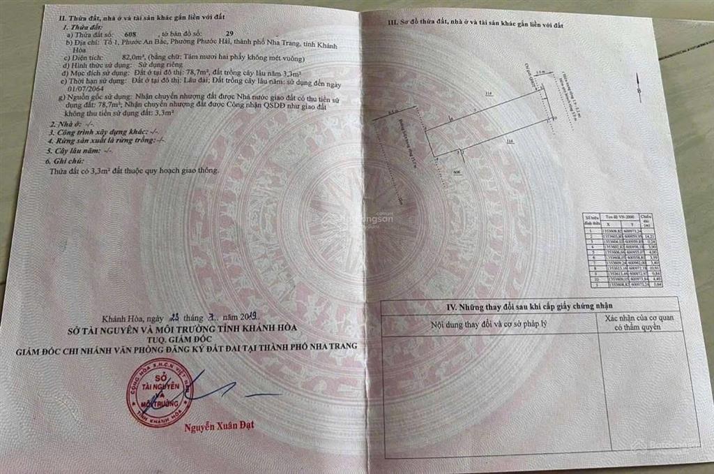 Bán lô đất mặt tiền đường phùng thế tài (a6) vcn phước hải, nha trang
