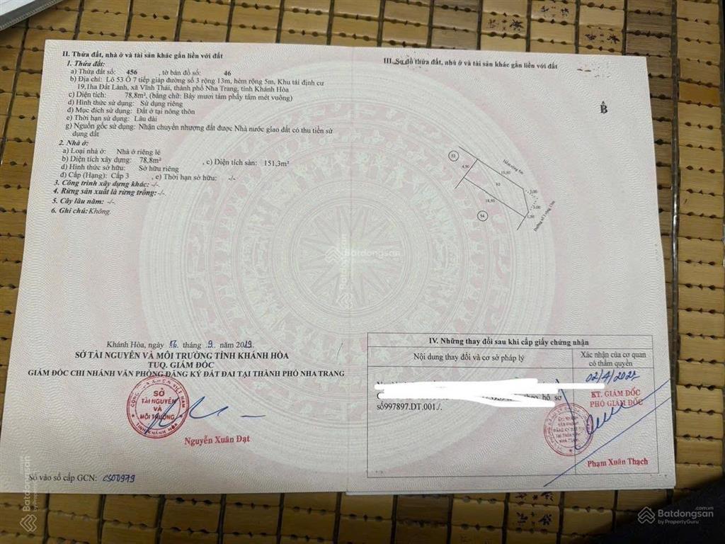 Bán nhà 2 mặt tiền đường, thuộc tái định cư đất lành tp nha trang