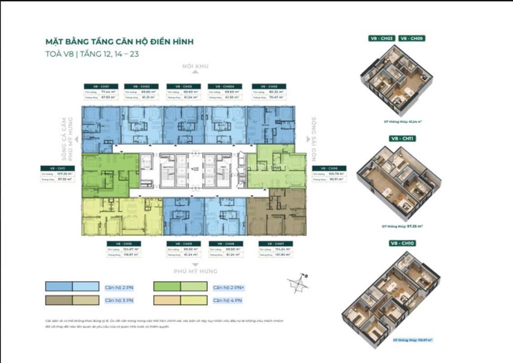 Chính chủ bán căn hộ sunshine sky city, 7,25 tỷ, 109,15m2, 3pn, 2wc, view sông cả, nội khu s6.