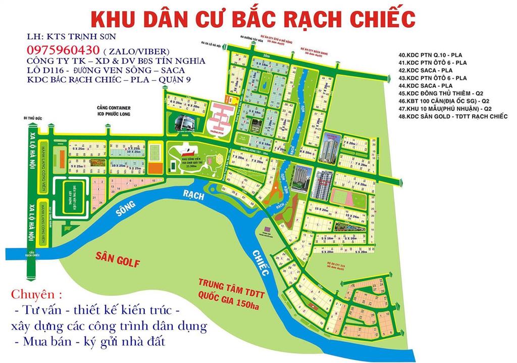 Bán lô đất 5x25m đường 16m dự án sa ca  bắc rạch chiếc. 59tr/m2. đã giao nền. giáp q2, rạch chiếc