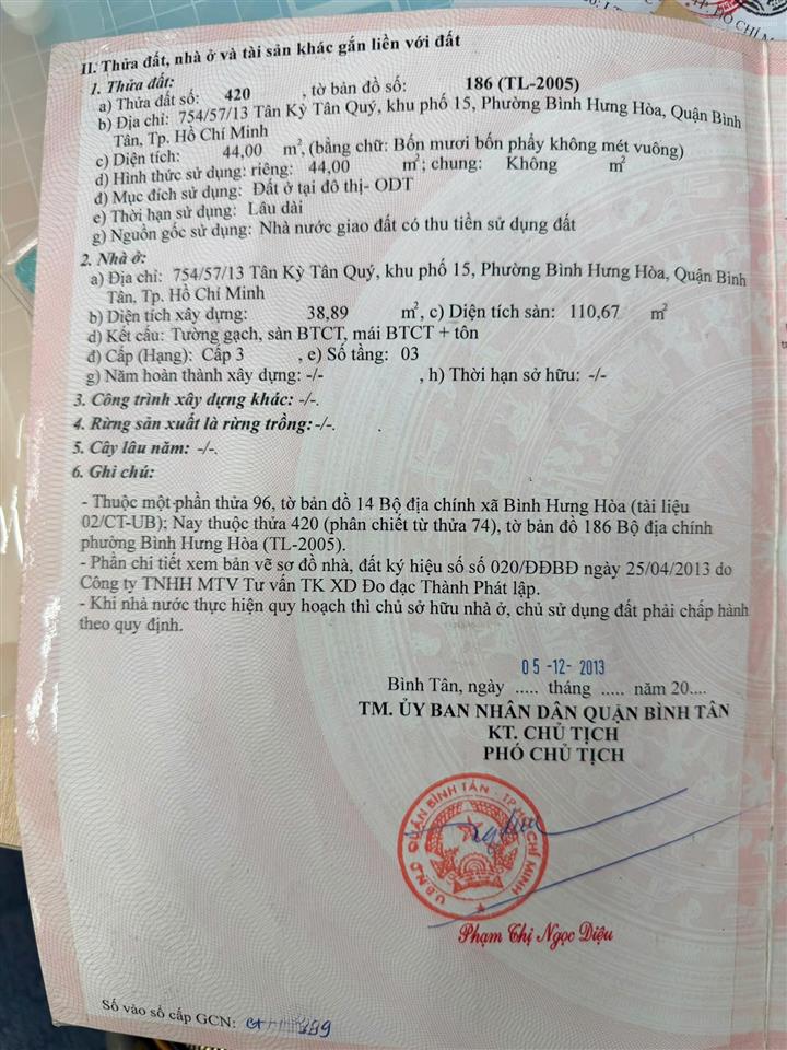 Bán nhà tân kỳ tân quý, bình hưng hòa bình tân. diện tích 44m2. giá tốt dân trí cao