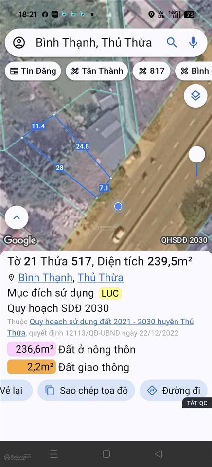Bán nhanh lô đất mặt tiền, nở hậu 11m, nền cao bằng lộ, chuyển full thổ cư, giá tốt