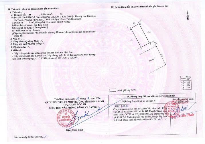 Chính chủ bán lô lkb08 nằm trên đường số 1 đại phú gia, kđt bắc hà thanh 83m² ngang 6m đường 21m