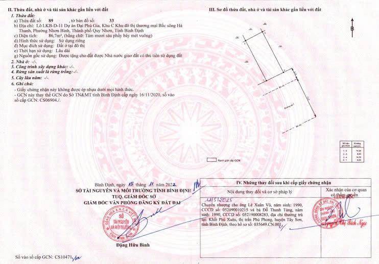 Cần bán lô lkb11  đại phú gia, kđt bắc hà thanh  86,7m² ngang 6m đường 21m sổ hồng chính chủ