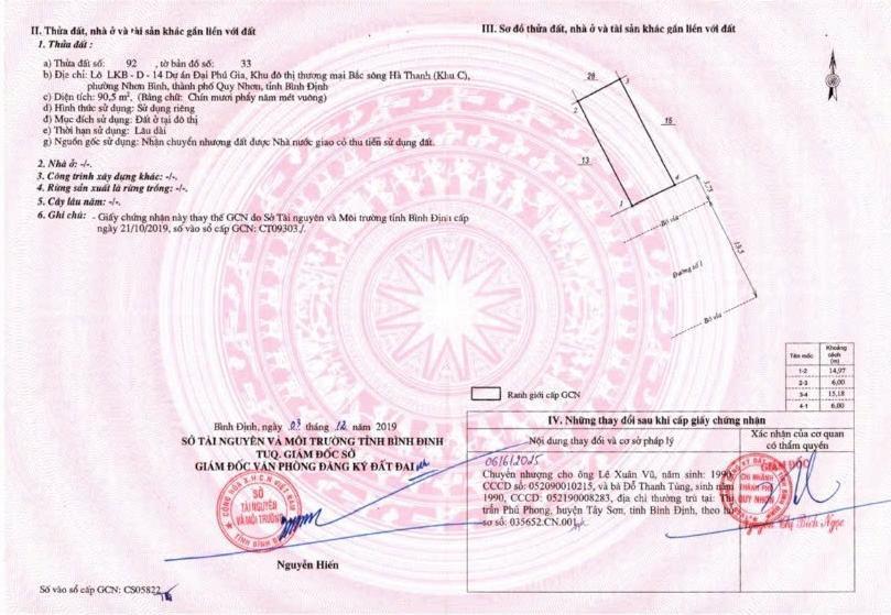 Tôi chính chủ bán lô lkdb14 đường số 1 đại phú gia, kđt bắc hà thanh 90,5m2 ngang 6m đường 21m