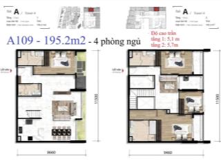 Bán căn hộ loại townhouse tại the ten, trần cao 4,75,7m thiết kế 4pn4wc, 6/2026 bàn giao