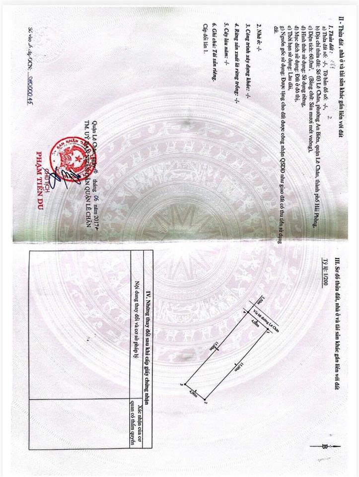 Chuyển nhượng lô đất mặt đường lê chân ngay gần cầu đất, hải phòng