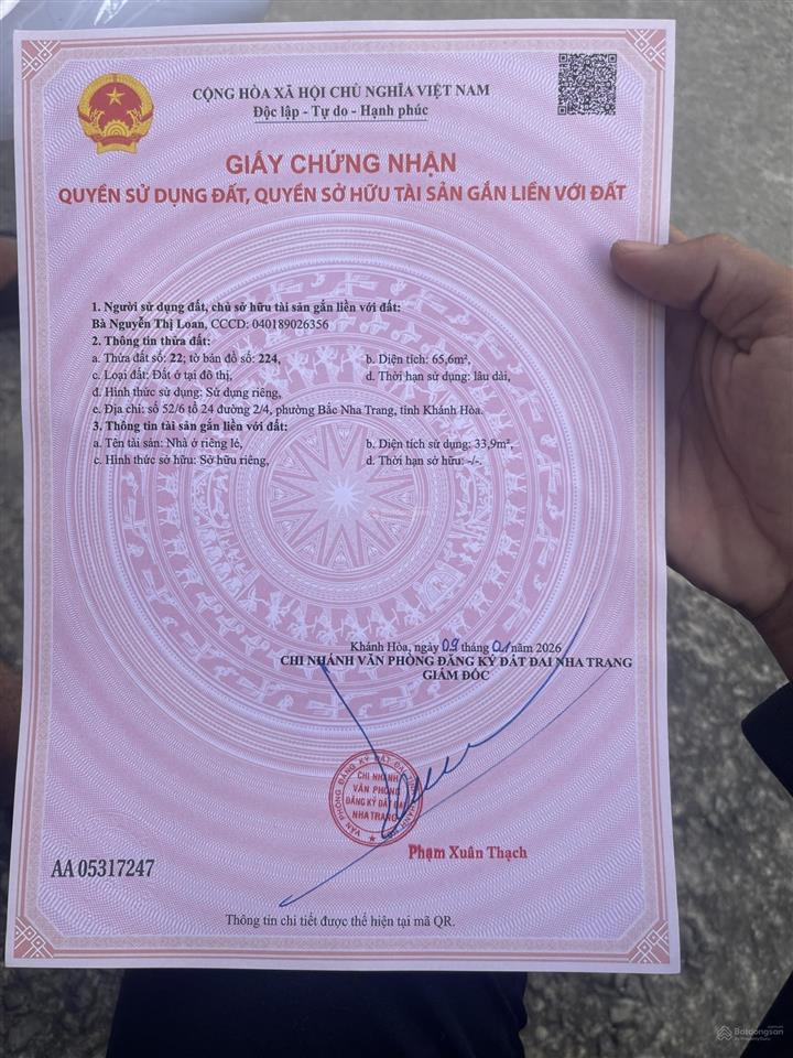 Bán nhà 2 tầng đường rộng 5m cách biển 2km, giá 4 tỷ tại đường xóm còi, phường bắc nha trang