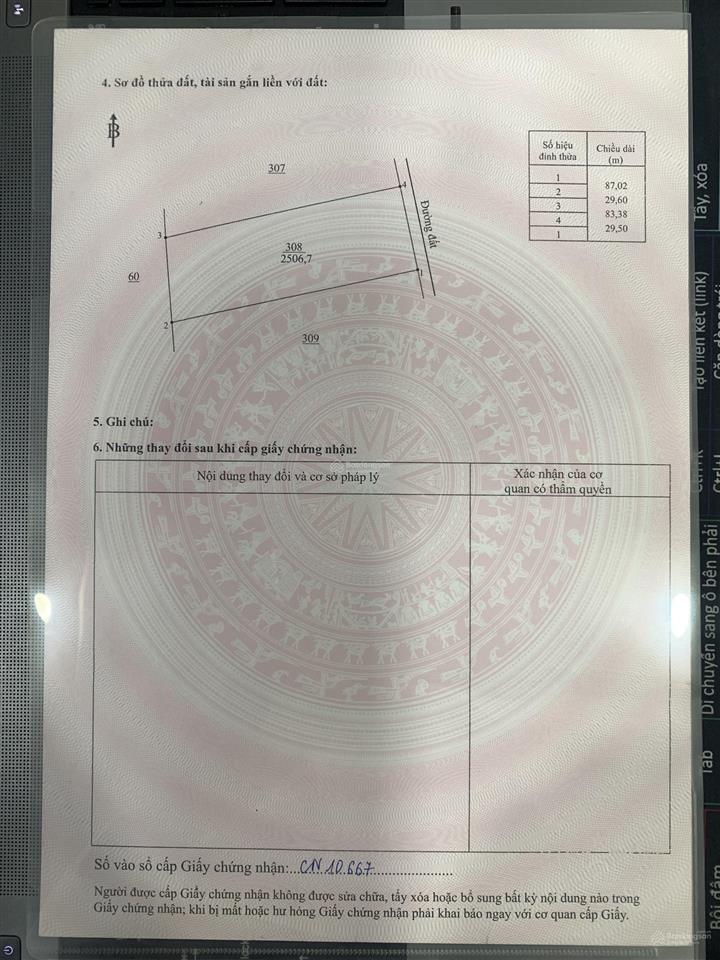 Tôi chính chủ do cần tiền bán lỗ lô đất với diện tích rất lớn 2.506,7m2. với giá 500 triệu