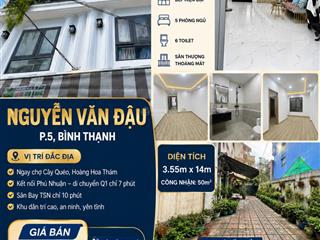 Nhà đẹp hẻm xe hơi  nguyễn văn đậu, p.5, bình thạnh * diện tích 3.55m  14m * công nhận 50m²