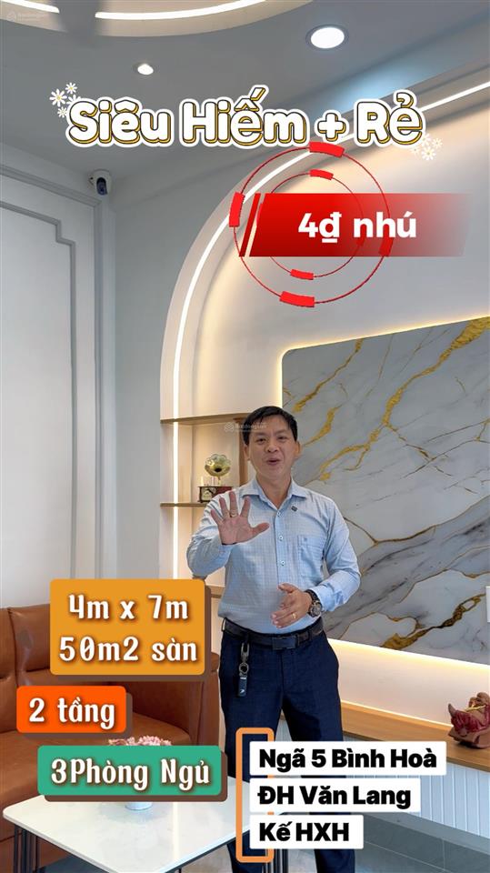 Nhà đẹp hiếm 3pn, 2 tầng, 50m2 sàn, 4x7m, 28m2 sử dụng, kế hxh 18 tăng bạt hổ, gần chợ, đh văn lang