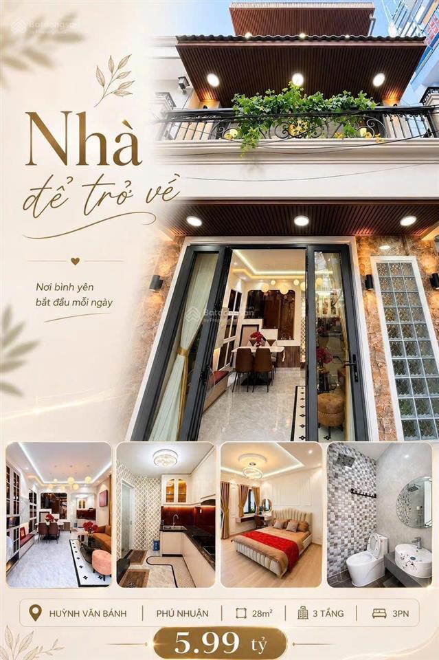 Chỉ 5ty950 nhà khu sang vip phú nhuận nhà hẻm xh 489/ vip huỳnh văn bánh 3 tầng mới đẹp. 28m2
