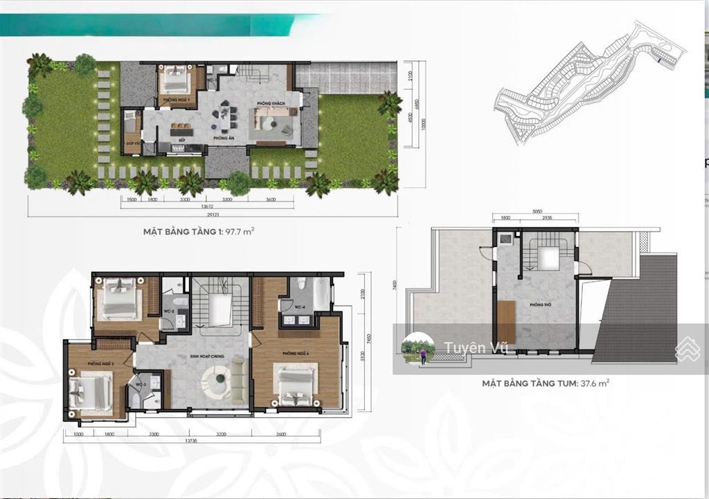Bán biệt thự khu b xanh villas sẵn sổ đỏ, nhà chưa qua sử dụng cách mặt suối 50m, đơn giá 80tr/m2