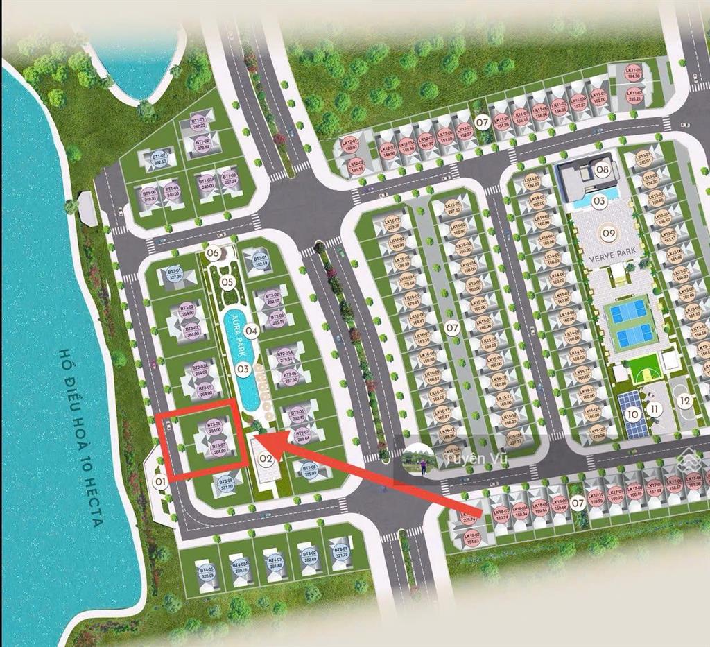 Cặp biệt thự đập thông mặt hồ hòa lạc city, diện tích sử dụng 1000m², thiết kế có hầm