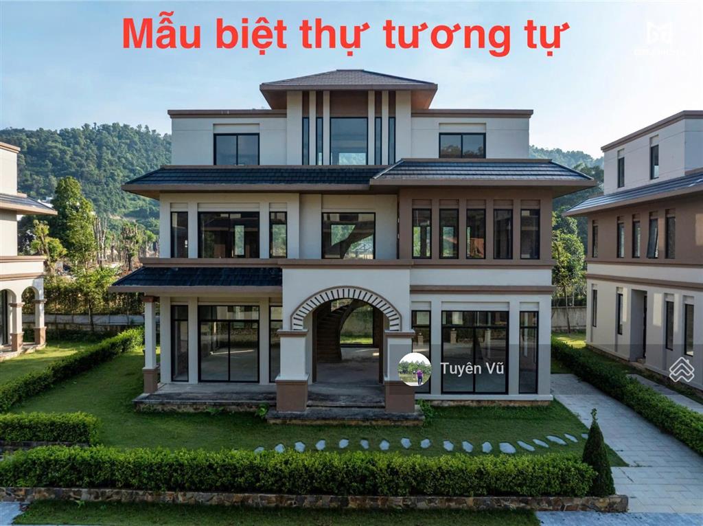 Cặp biệt thự đập thông mặt hồ hòa lạc city, diện tích sử dụng 1000m², thiết kế có hầm