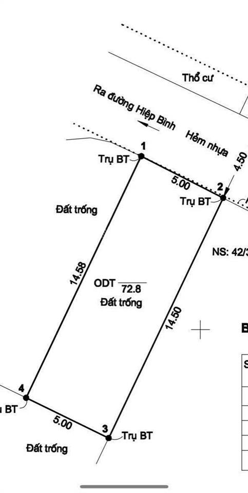 Bán đất 5m x 14,5m hẻm oto thông đường hiệp bình phường hiệp bình tp thủ đức tp hcm