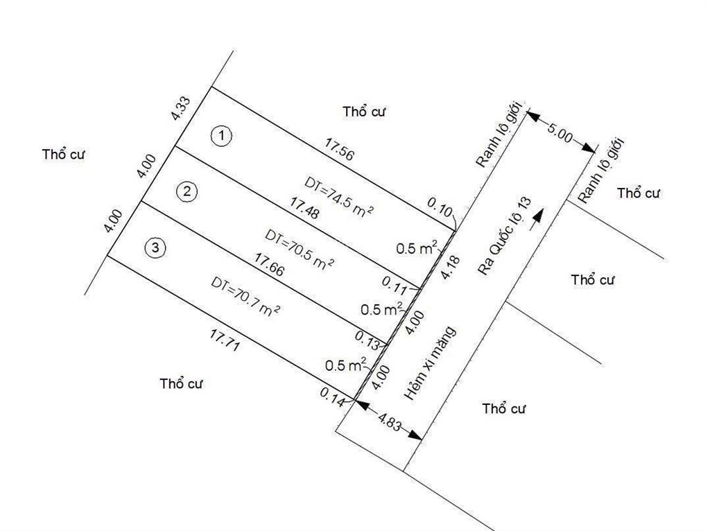 Bán đất sát quốc lộ 13, hiệp bình, dtich 72m2 (4x18m), giá 6,4 tỷ