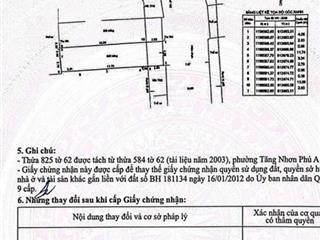 Bán 2 nền đất mặt tiền hẻm 7  đường 182  6,2 tỷ/80m2